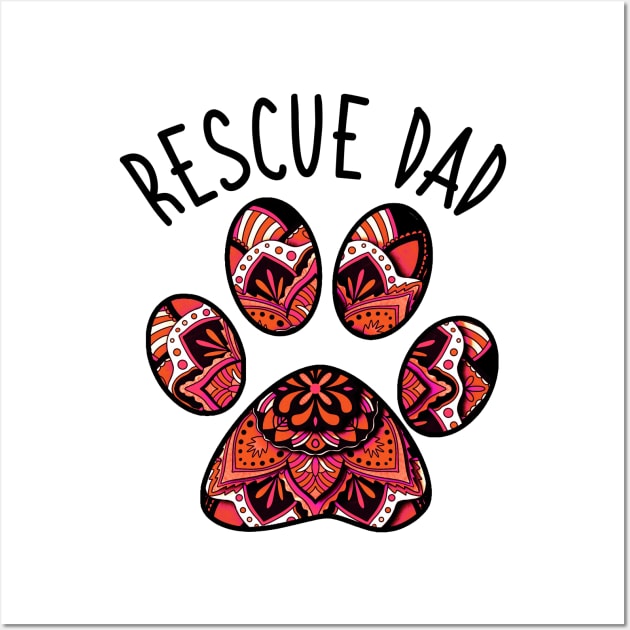 Rescue Dad Mandala Pawprint Wall Art by AdrianaHolmesArt